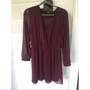 ✨Express✨ Wine Sheer Sleeve Dress